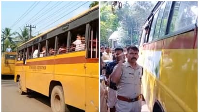 കോഴിക്കോട് സ്കൂൾ ബസുകൾ നാട്ടുകാർ തടഞ്ഞ് നാട്ടുകാരുടെ പ്രതിഷേധം