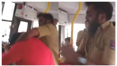 ഓവര്‍ടേക്കിനെച്ചൊല്ലി തർക്കം; ബൈക്ക് യാത്രികനെ ക്രൂരമായി മർദ്ദിച്ച് ബസ് ഡ്രൈവർ - വീഡിയോ