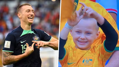 Mitchell Duke's special moment with son after leading Australia to World Cup 2022 win over Tunisia wins hearts