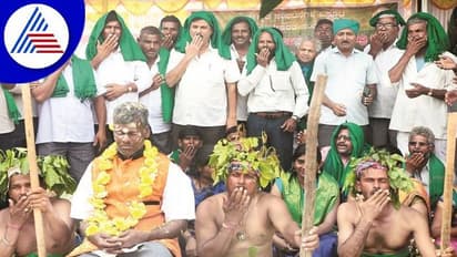 ಕಬ್ಬು ಬೆಳೆಗಾರರ ಹೋರಾಟ: ಜೀವಂತ ರೈತನ ಕೂರಿಸಿ ಶವಯಾತ್ರೆ