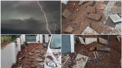 കോട്ടയത്ത് മഴ; ഇടിവെട്ടേറ്റ് ഇരുനില വീട് തകർന്നു, വീടിനകത്തെ വൈദ്യുതി ബന്ധം മുഴുവനും കത്തി