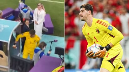 മൊറോക്കോയോട് തോറ്റതിന് ഡഗൗട്ട് എന്ത് പിഴച്ചു; കട്ടക്കലിപ്പില് ബെല്ജിയം ഗോളിയുടെ ഇടി- വീഡിയോ