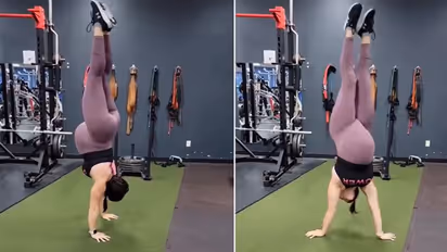 தலைகீழாக நிற்கும் 9 மாத கர்ப்பிணி… திகைக்க வைக்கும் வீடியோ... இணையத்தில் வைரல்!!