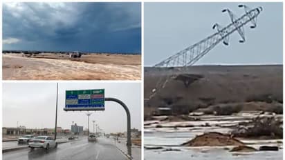 സൗദി അറേബ്യയിൽ ശക്തമായ കാറ്റും മഴയും; വൈദ്യുതി ടവറുകളും പോസ്റ്റുകളും നിലംപൊത്തി