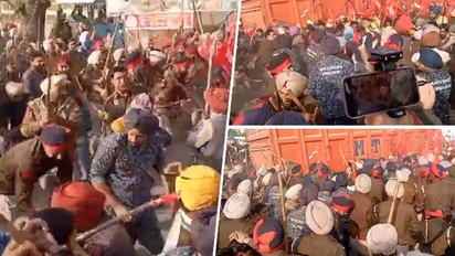 Massive protest by farmers outside Bhagwant Mann's house; cops resort to lathicharge