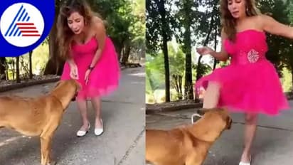 ಯಪ್ಪಾ..ನಾಯಿಯನ್ನು ಒದ್ದು ಮಜಾ ನೋಡಿ ನಗ್ತಿದ್ದಾಳಲ್ಲಪ್ಪಾ ಈಕೆ !