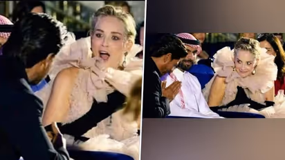 Here's how Sharon Stone reacted when she saw Shah Rukh Khan sitting next to her; watch video