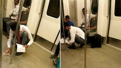 ಮೆಟ್ರೋ ರೈಲಿನಲ್ಲಿ ಚೆಲ್ಲಿದ ಆಹಾರ ಕ್ಲೀನ್ ಮಾಡಿದ ಯುವಕ: ನೆಟ್ಟಿಗರಿಂದ ಮೆಚ್ಚುಗೆ