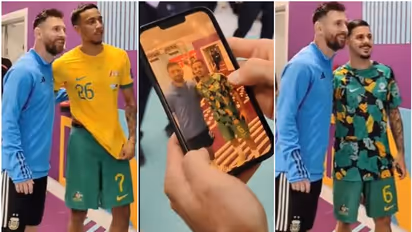 'പോന്നോട്ടെ, ഓരോരുത്തരായി പോന്നോട്ടെ'; മെസിക്കൊപ്പം ചിത്രം വേണം, നീണ്ട ക്യുവുമായി ഓസ്ട്രേലിയൻ താരങ്ങള്‍