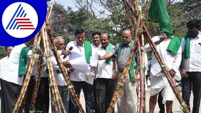 ಟನ್ಗೆ 50 ಹೆಚ್ಚಳ ಆದೇಶ ಸುಟ್ಟು ಕಬ್ಬು ರೈತರ ಭಾರೀ ಪ್ರತಿಭಟನೆ