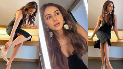 టైట్ డ్రెస్ లో రకుల్ హాట్ యాంగిల్ నుండి... స్లిమ్ అండ్ ఫిట్ బాడీలో పంజాబీ భామ!