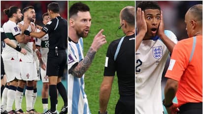 ക്വാര്ട്ടര് കഴിഞ്ഞതോടെ 'എയറിലായി' റഫറിമാര്; പൊട്ടിത്തെറിച്ച് താരങ്ങള്, ചോദ്യം ചെയ്യപ്പെട്ട് തീരുമാനങ്ങള്