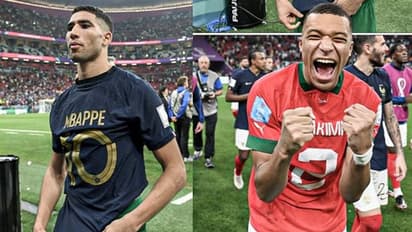 എംബാപ്പെ ആയി ഹക്കീമി, ഹക്കീമിയായി എംബാപ്പെ; ഫുട്ബോളില് ഇതിലും സുന്ദരമായൊരു സൗഹൃദ കാഴ്ചയില്ലെന്ന് ആരാധകര്