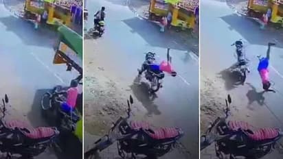 ಚಲಿಸುತ್ತಿದ್ದ ಲಾರಿಯಲ್ಲಿದ್ದ ಹಗ್ಗ ಕುತ್ತಿಗೆಗೆ ಸಿಲುಕಿ ಬೈಕ್‌ನಿಂದ ಬಿದ್ದ ಸವಾರ: ಭಯಾನಕ ವಿಡಿಯೋ