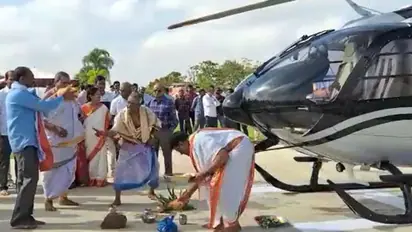 Hyderabad businessman takes his newly bought chopper to temple for 'Vahan Puja'; video goes viral