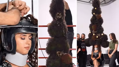 ക്രിസ്മസ്ട്രീ മുടി, ലോകത്തിലെ ഏറ്റവും ഉയരം കൂടിയ ഹെയര്‍ സ്‌റ്റൈല്‍ ഇതാണ്!