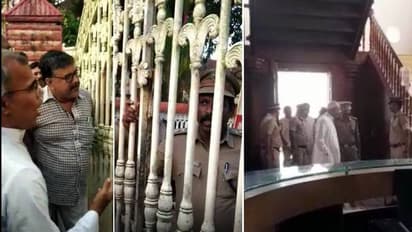 വൈദികരെ ഗേറ്റ് പൂട്ടി തടഞ്ഞു, എറണാകുളം ബിഷപ് ഹൗസിന് മുന്നിൽ പൊലീസും വൈദികരും തമ്മിൽ തർക്കം