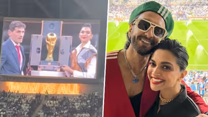 FIFA World Cup Finals: Ranveer Singh cheering for Deepika Padukone unveiling trophy is couple goals - SEE PICS