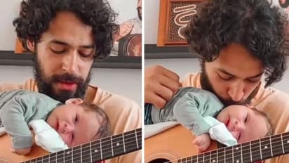 'ആഹാ... മനോഹരം ഈ കാഴ്ച'; ഗായകനായ അച്ഛന്റെയും കുഞ്ഞിന്റെയും വീഡിയോ...