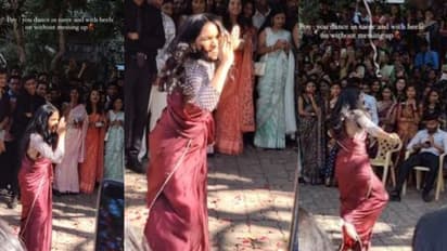 സാരിയും ഹൈഹീല്‍ ചെരിപ്പും ധരിച്ച് യുവതിയുടെ കിടിലന്‍ ഡാന്‍സ്; വൈറലായി വീഡിയോ 