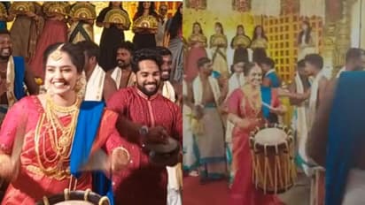 'കൊട്ടിക്കയറും താളം'; വിവാഹ വേഷത്തിൽ ചെണ്ടയിൽ കൊട്ടിക്കയറി വധു, കൂട്ടിന് അച്ഛനും വരനും - വൈറൽ വീഡിയോ