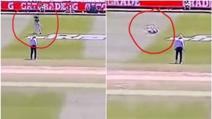 ഗ്രൗണ്ടിൽ നടക്കുന്നതിനിടെ ദക്ഷിണാഫ്രിക്കൻ താരത്തിന് പിന്നിലൂടെ കുതിച്ചെത്തി, ഇടിച്ച് താഴെയിട്ടു!