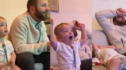 ಪುಟ್ಬಾಲ್ ಮ್ಯಾಚ್ ವೇಳೆ ಅಪ್ಪನ ಅವತಾರ ಅನುಕರಿಸಿದ ಪುಟಾಣಿ: ವಿಡಿಯೋ ವೈರಲ್