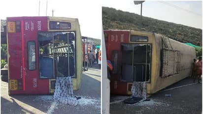 ശബരിമല പാതയിൽ കെഎസ്ആർടിസി ബസ് മറിഞ്ഞു 