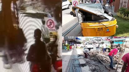 തൃശ്ശൂരിൽ കമാനം തകർന്നുവീണു; 2 പേർക്ക് പരിക്കേറ്റു, ഓട്ടോറിക്ഷ ഭാഗികമായി തകർന്നു