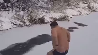 തണുത്തുറഞ്ഞ തടാകത്തിലേക്ക് അടിവസ്ത്രം മാത്രം ഇട്ട് ചാടി; പിന്നീട് സംഭവിച്ചത്!