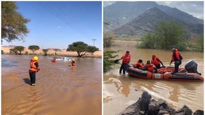 സൗദി അറേബ്യയില്‍ വെള്ളക്കെട്ടിൽ കുടുങ്ങിയ നാലുപേരെ സിവിൽ ഡിഫൻസ് രക്ഷപ്പെടുത്തി