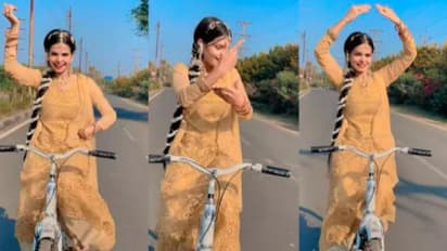 സൈക്കിള് ഓടിച്ചോണ്ട് യുവതിയുടെ നൃത്തം; വൈറലായി വീഡിയോ