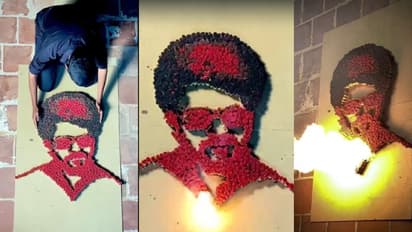 பத்தாயிரம் தீக்குச்சிகளால் நடிகர் விஜய்யின் உருவப்படத்தை வரைந்து தளபதியை ‘தீ’ தளபதி ஆக்கி மாஸ் காட்டிய ரசிகர்