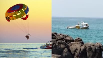 കോവളത്ത് പാരാസെയിലിംഗിനിടെ ബോട്ടുകൾ തമ്മിൽ കൂട്ടിമുട്ടി; വിനോദസഞ്ചാരി ബലൂണുമായി കടലിൽ പതിച്ചു