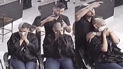 ಕ್ಯಾನ್ಸರ್ ಪೀಡಿತ ಸ್ನೇಹಿತೆಗಾಗಿ ತನ್ನ ತಲೆನೂ ಬೋಳಿಸಿಕೊಂಡ ಬಾರ್ಬರ್... ಭಾವುಕ ವಿಡಿಯೋ