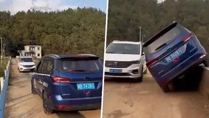 SUV driver skills on narrow bridge impressed netizens; watch viral video 