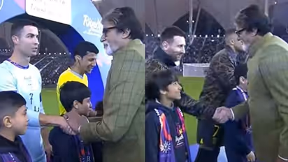 Amitabh Bachchan meets 'G.O.A.T.s' Ronaldo and Messi; fans elated to see Big B at Riyadh XI vs PSG friendly