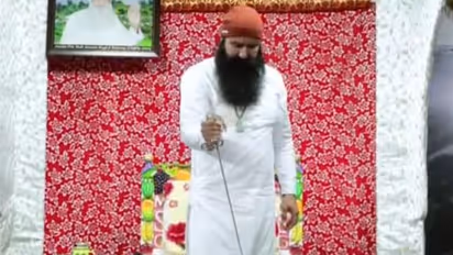 Out on parole, Dera Sacha Sauda chief Gurmeet Ram Rahim cuts cake with sword; check viral video 