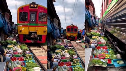 ರೈಲ್ವೆ  ಹಳಿಯಲ್ಲೇ ತರಕಾರಿ ಮಾರ್ಕೆಟ್ : ವೈರಲ್ ವಿಡಿಯೋ 