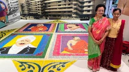 26,000 ഐസ്ക്രീം സ്റ്റിക്കുകൾ കൊണ്ടൊരു രം​ഗോലി, റെക്കോർഡിട്ട് അമ്മയും മകളും 