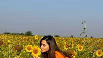 సన్‌ఫ్లవర్‌కి ముద్దు పెట్టిన ఆషురెడ్డి.. ఆరెంజ్‌ టీషర్ట్ లో తన్మయత్వం.. అదృష్టం ఉండాలంటూ కుర్రాళ్ల గగ్గోలు..