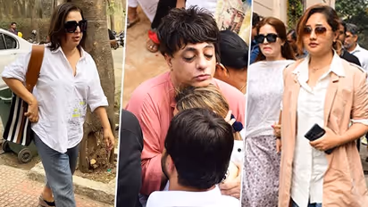 Spotted: Rashami Desai, Farah Khan, Rohit Varma, and others at Rakhi Sawant's mother's last rites ceremony 