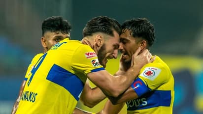 രണ്ട് മിനുറ്റ്, 2 ഗോള്! നോര്ത്ത് ഈസ്റ്റിന്റെ കഥ കഴിച്ച് ബ്ലാസ്റ്റേഴ്സ് മൂന്നാമത്; ദിമിത്രിയോസ് ഹീറോ