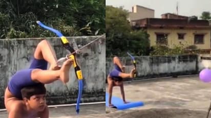 കാൽ വിരലുകളാല് അമ്പ് തൊടുത്തുവിടുന്ന ബാലന്; വൈറലായി വീഡിയോ