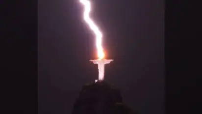 Lightning strikes Christ the Redeemer statue in Brazil's Rio de Janeiro; Internet in awe of viral images