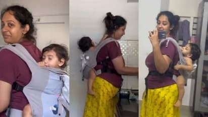 'കുഞ്ഞിന് ഇതിലും സുരക്ഷിതമായ മറ്റേത് സ്ഥലമുണ്ട്'; മകൾക്കൊപ്പം ജോലികൾ തീർത്ത് സൗഭാഗ്യ