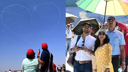 ಪ್ರೇಮಿಗಳಿಗೆ ಬಾನಂಗಳದಲ್ಲಿ ಉಡುಗೊರೆ ನೀಡಿದ ಏರೋ ಇಂಡಿಯಾ: ಚಿತ್ತಾರ ಕಣ್ತುಂಬಿಕೊಂಡ ಜನ