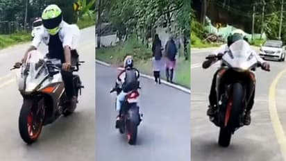 കല്ലമ്പലത്ത് ബൈക്കിൽ അഭ്യാസം നടത്തിയ യുവാവിൻ്റെ ലൈസൻസും വണ്ടിയുടെ രജിസ്ട്രേഷനും റദ്ദാക്കാൻ ശുപാര്ശ