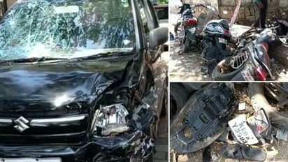 കാര് നിയന്ത്രണം വിട്ട് പാഞ്ഞുകയറി വഴിയാത്രക്കാരന് പരിക്ക്, 10 ബൈക്കുകളിൽ ഇടിച്ചു