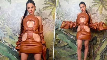 Urfi Javed SEXY Pics: Actress stuns fans in her bold brown balloons-inspired leather outfit - SEE PICS